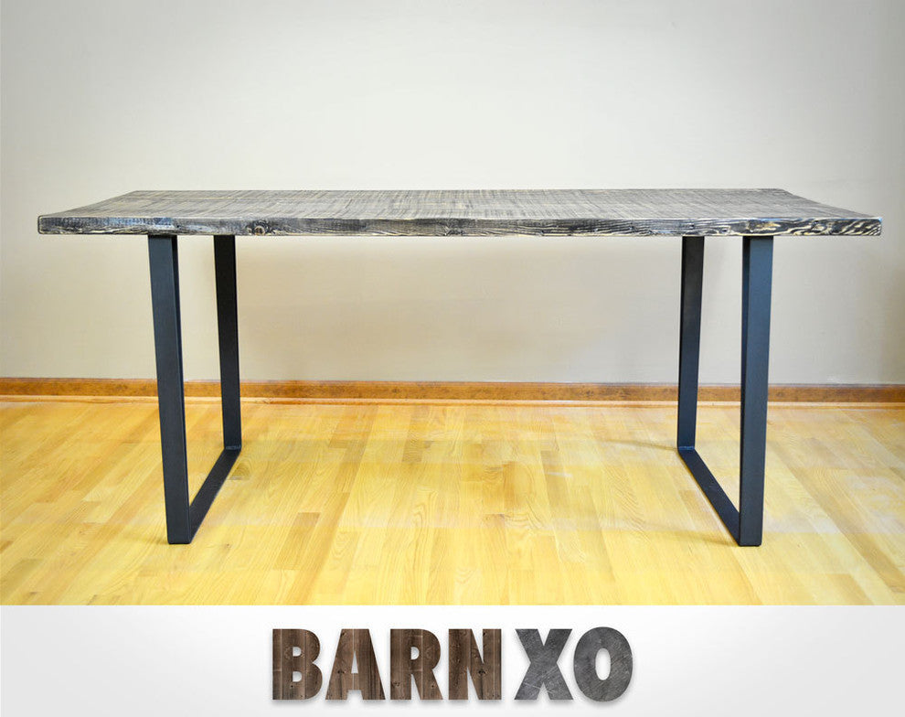 Reclaimed Barn Wood Dining Table Scorched, Endurovar, 36x72x30, Clear Coat
