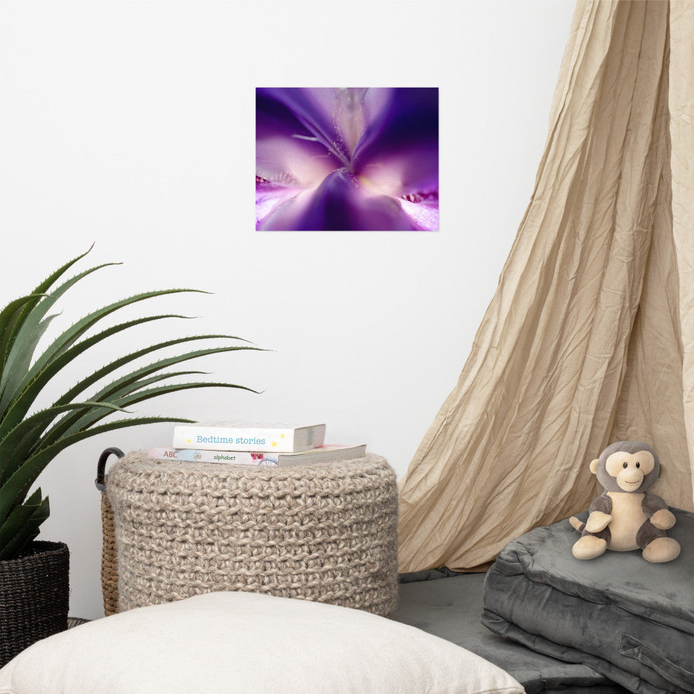 Iris Center Petals Nature Photography, Floral Unframed Wall Art Print, 11" X 14"