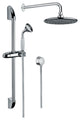 Chrome Shower Solution With Hand Shower and Sliding Rail, Showerhead, and Water