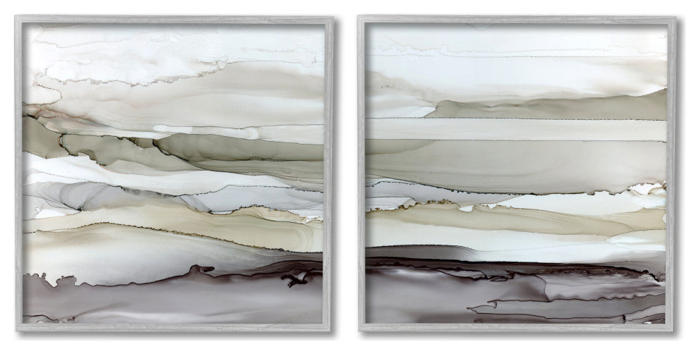Abstract Watercolor Wave Interpretation Grey Brown Fluid Movement,12 x 12