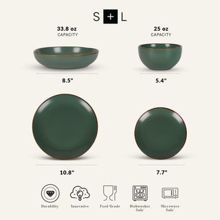 Stone Lain Brasa Stoneware 32 Piece Dinnerware Set, Green