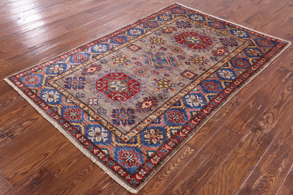 3' 10" X 5' 10" Super Kazak Hand Knotted Wool Rug Q7507