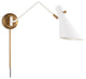 Spyder Single Arm Sconce, White and Natural Brass