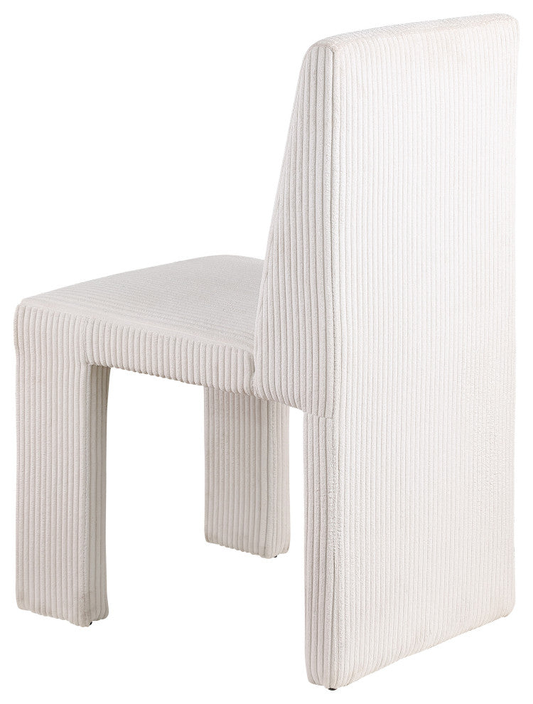 Benson Upholstered Dining Chair, Cream, Microsuede Corduroy