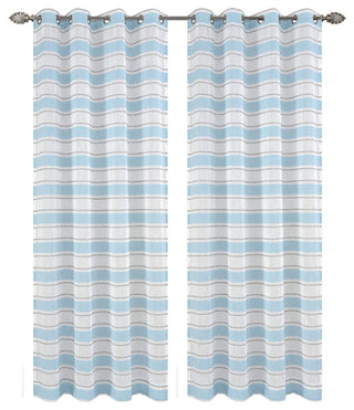 Deneuve Drapery Curtain Panels with Grommets, Blue