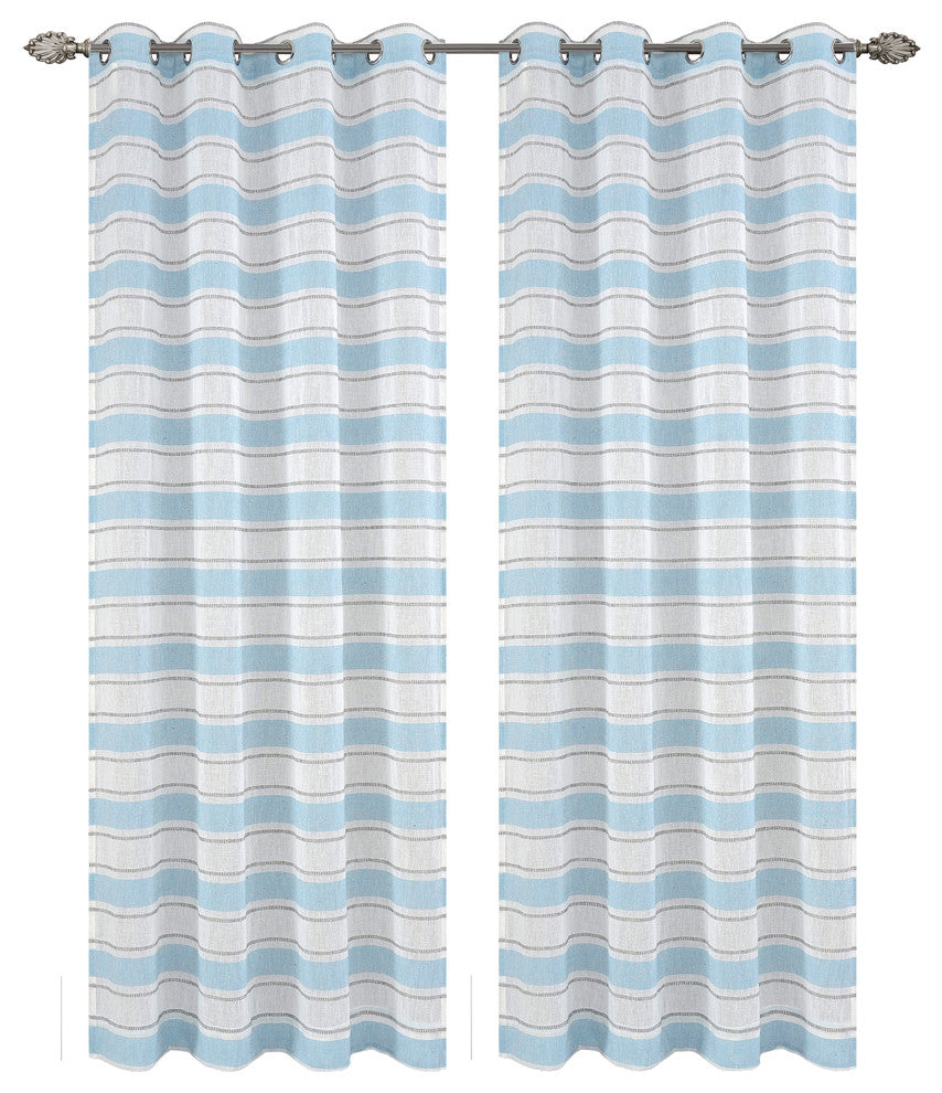 Deneuve Drapery Curtain Panels with Grommets, Blue