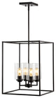 Everly 15.5" 4-Light Industrial Farmhouse Iron/Glass Pendant, Oil Rubbed Bronze