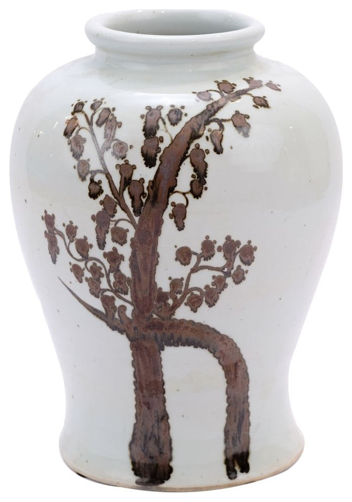 Rusty Brown Twisted Tree Flaring Rim Dynasty Jar