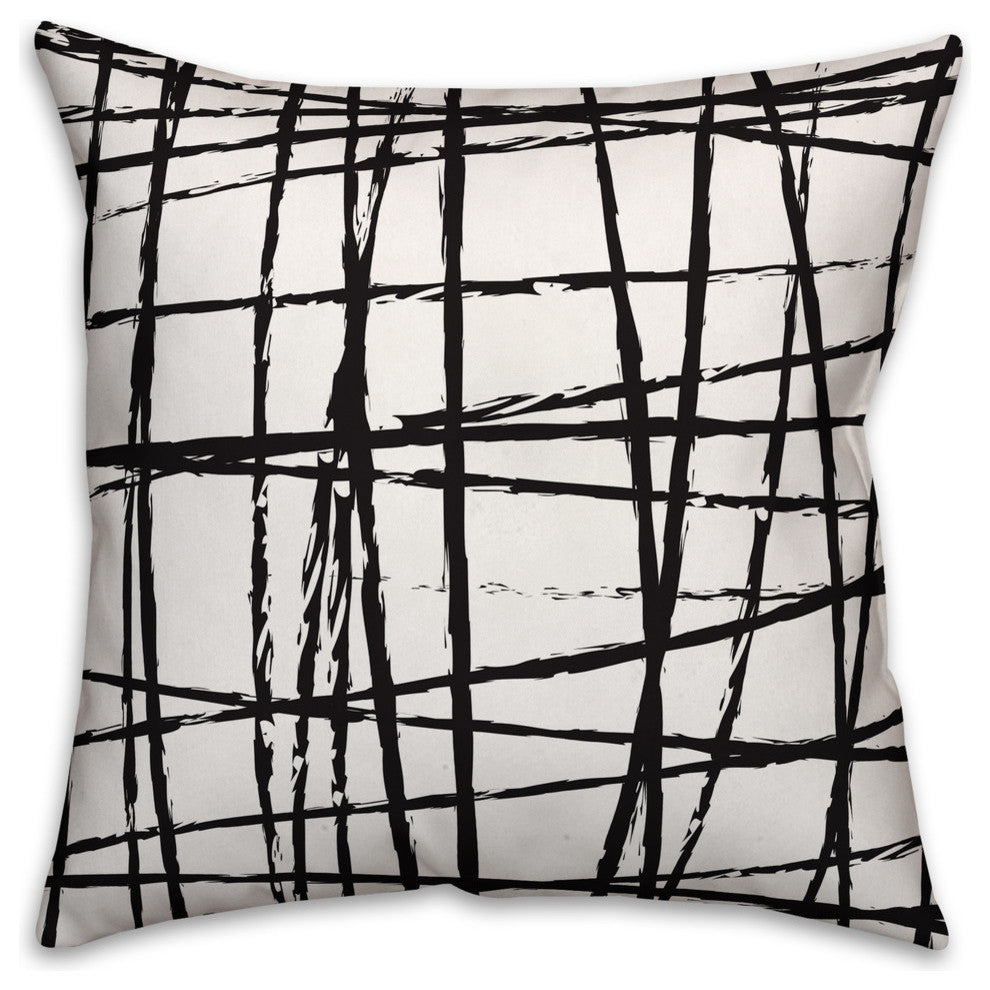 Black Scratch Throw Pillow Cover, 18"x18"