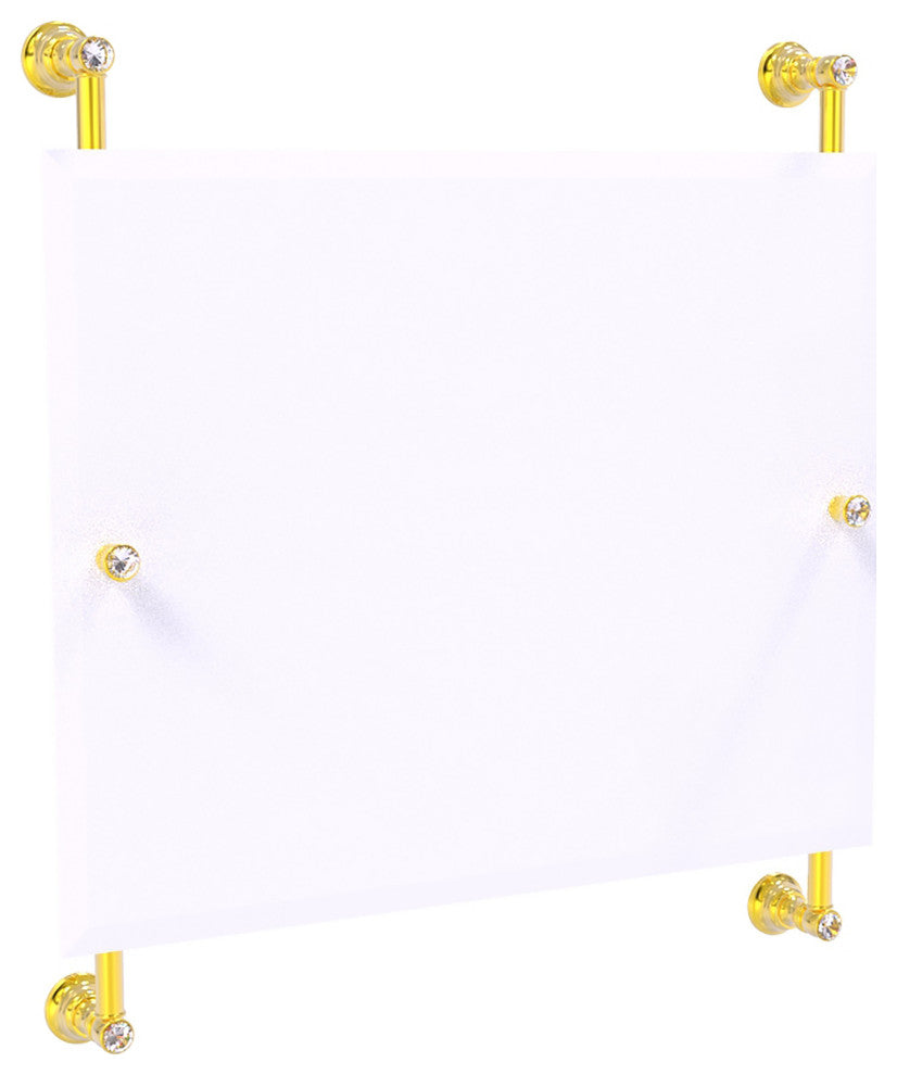 Carolina Crystal Landscape Frameless Rail Mounted Mirror, Polished Brass