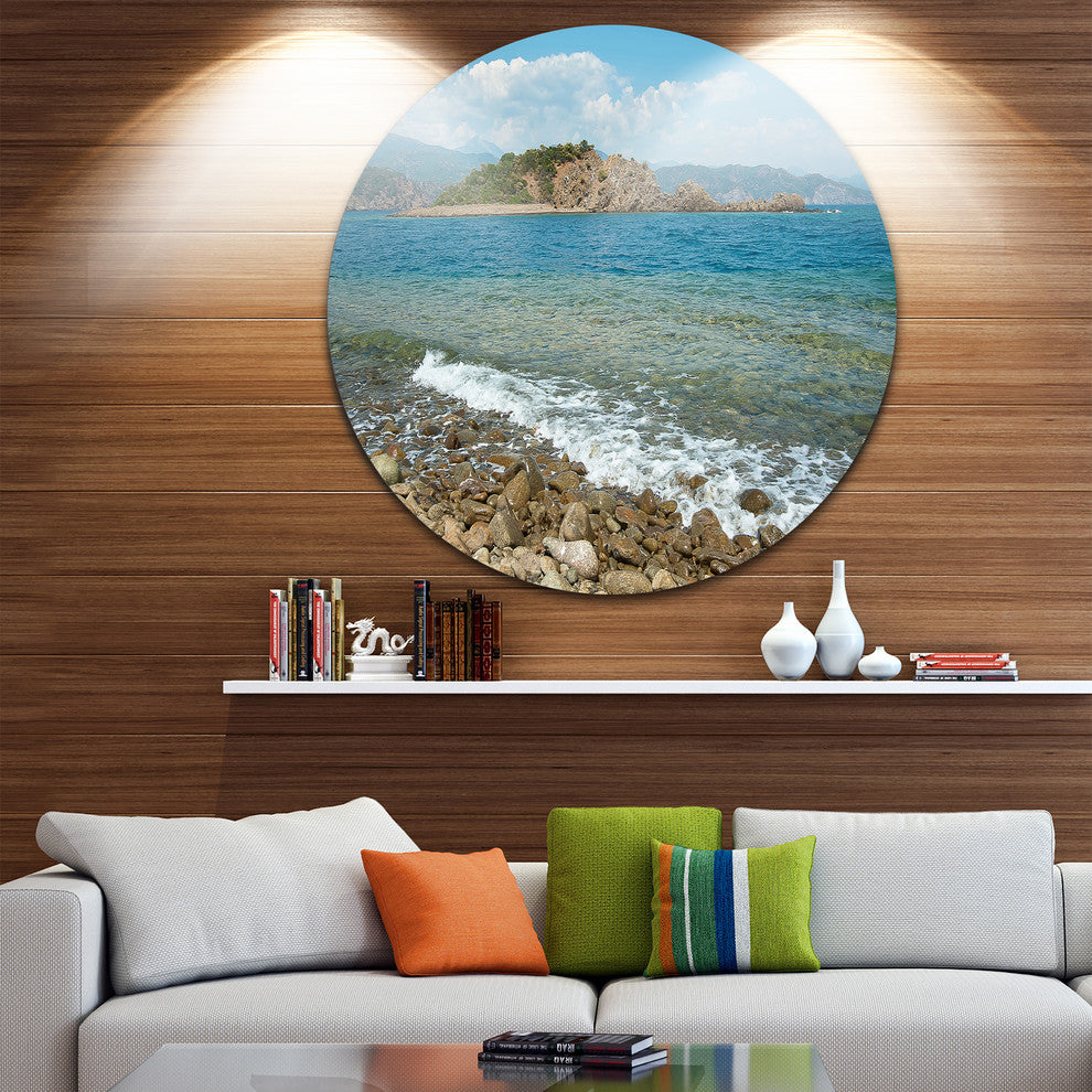 Small Isle Turkey Panorama, Seashore Round Wall Art, 11"