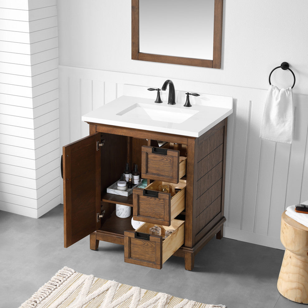 Pembroke 30" Bathroom Vanity Antique Coffee Ash Veneer