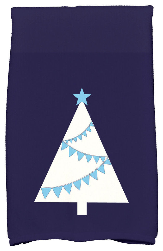 Garland Tree Decorative Holiday Geometric Print Hand Towel, Navy Blue