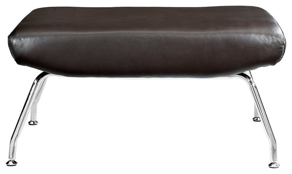 Modern Contemporary Living Room Leather Lounge Chair and Ottoman Dark Brown