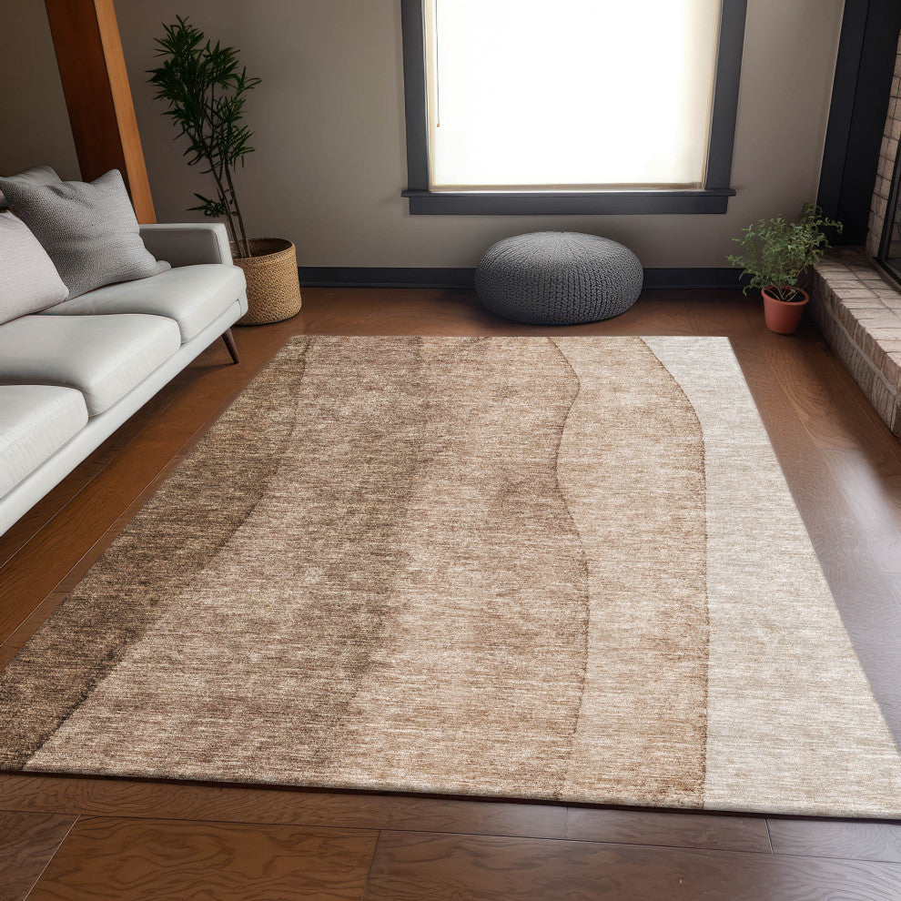 Premium Machine Washable Mayfield AMF690 Brown 3' x 5' Rug