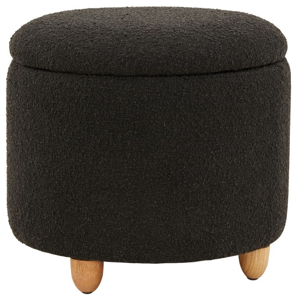 Safavieh Couture Mariabella Boucle Storage Ottoman, Black