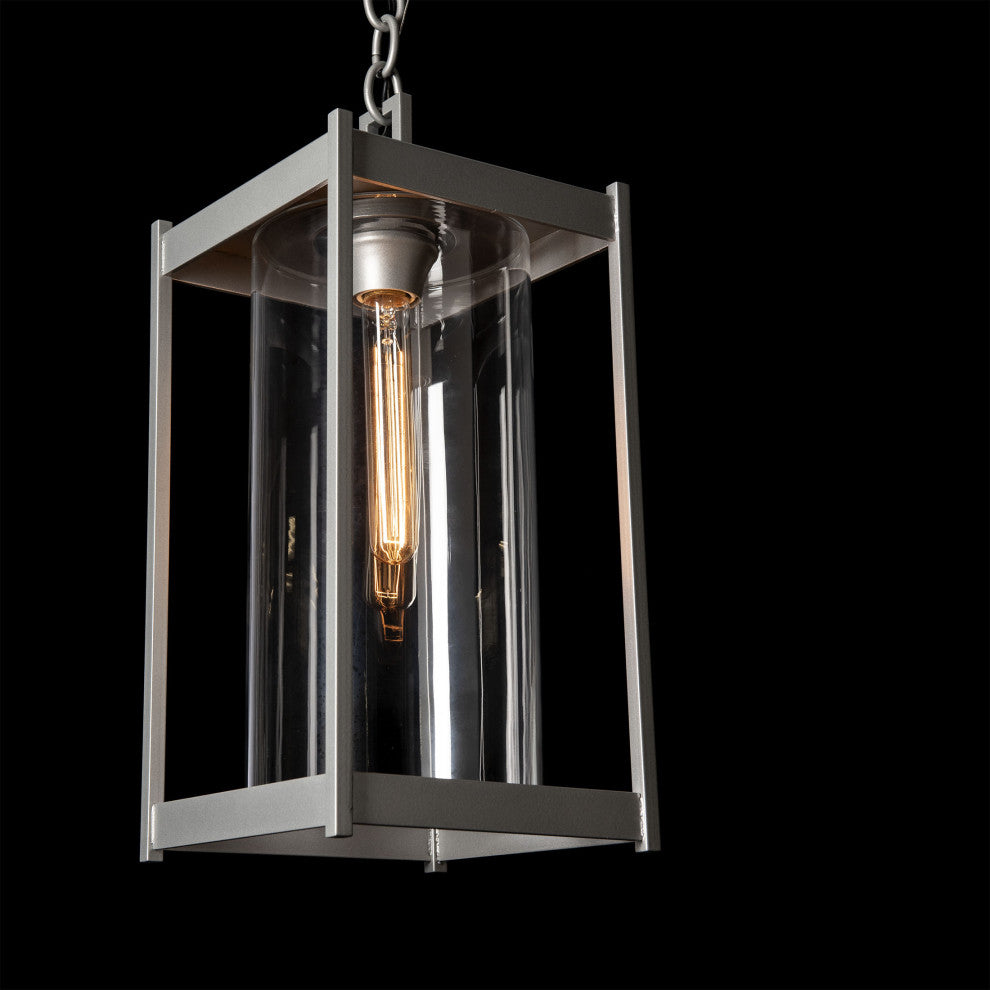 Cela Large Outdoor Lantern Coastal Burnished Steel Finish, Clear Glass