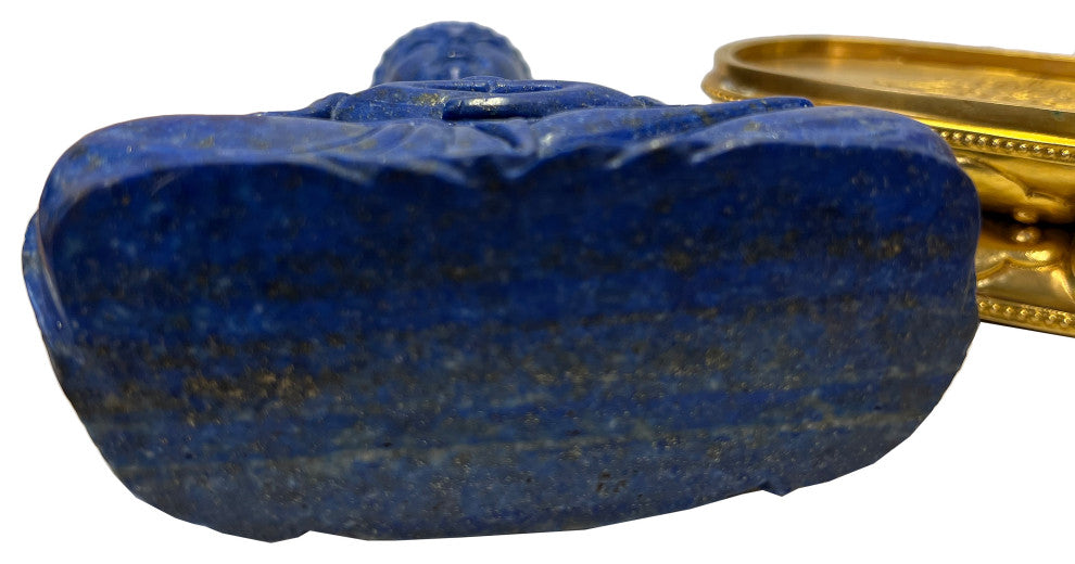 Oriental Blue Gem Stone Carved Sitting Meditation Buddha Statue Hws2553