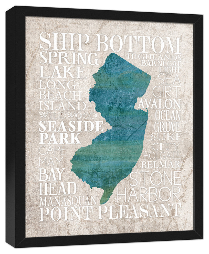 Jersey Shore Cities 16x20 Black Framed Canvas