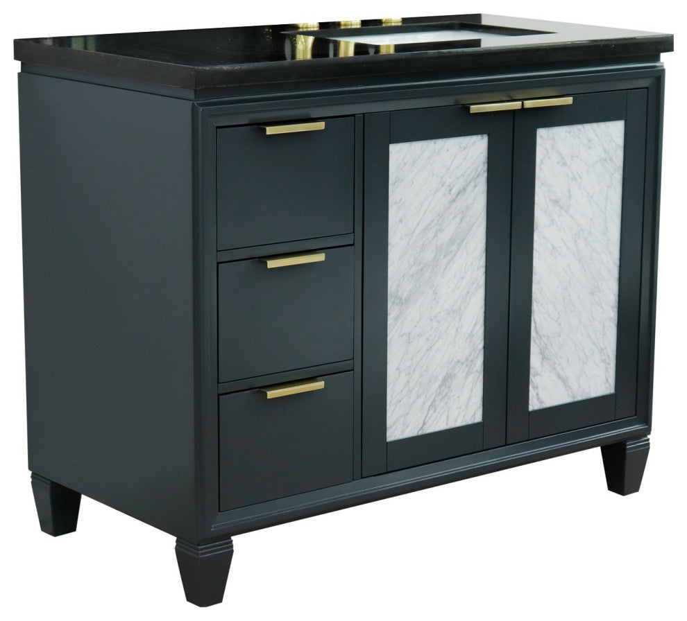 43" Single Vanity, Dark Gray Finish With Black Galaxy