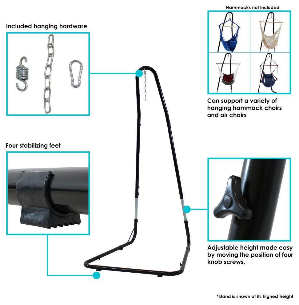 Sunnydaze Adjustable Heavy-Duty Hammock Chair Stand, Steel, Up to 93"