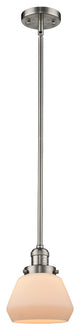 1-Light Fulton 7" Mini Pendant, Brushed Satin Nickel, Glass: Matte White Cased