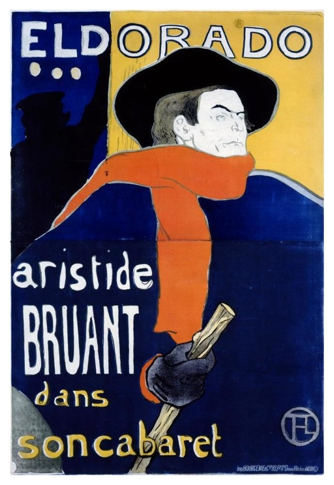 "Eldorado / Aristide Bruant" Print by Henri Toulouse-Lautrec, 29"x42"