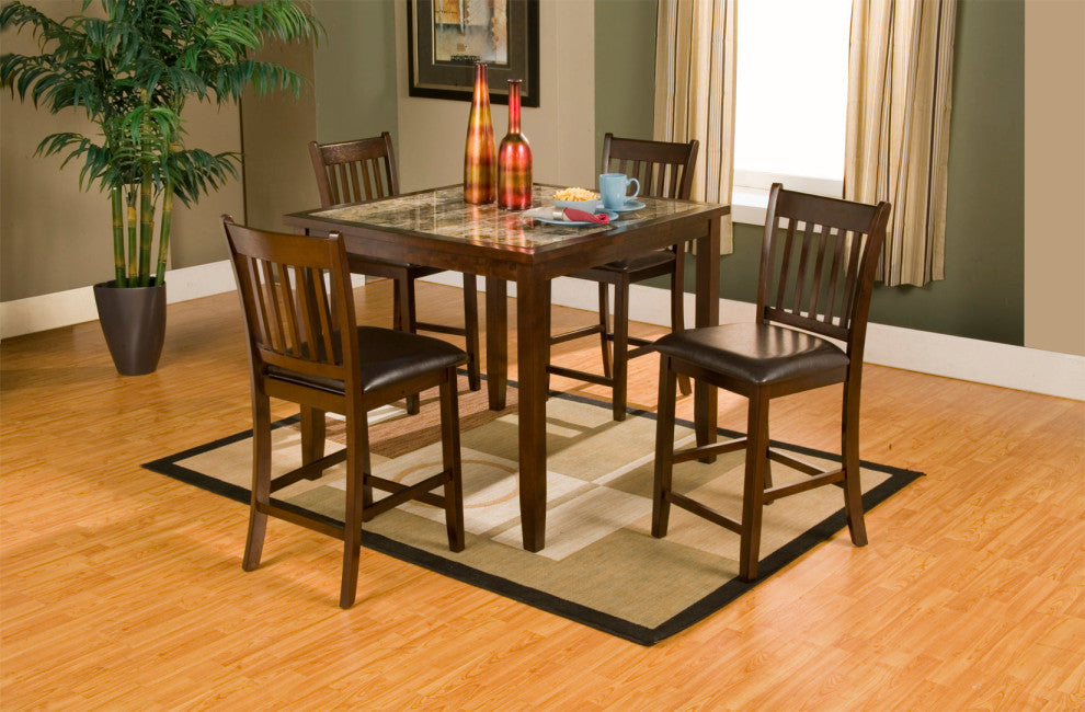 Capitola Faux Marble 5 Piece Pub Set, Espresso