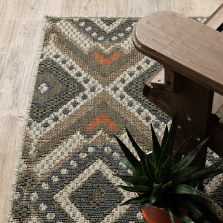 Oriental Weavers Latitude Grey/ Orange Geometric Indoor/Outdoor Rug 7'10"X10'