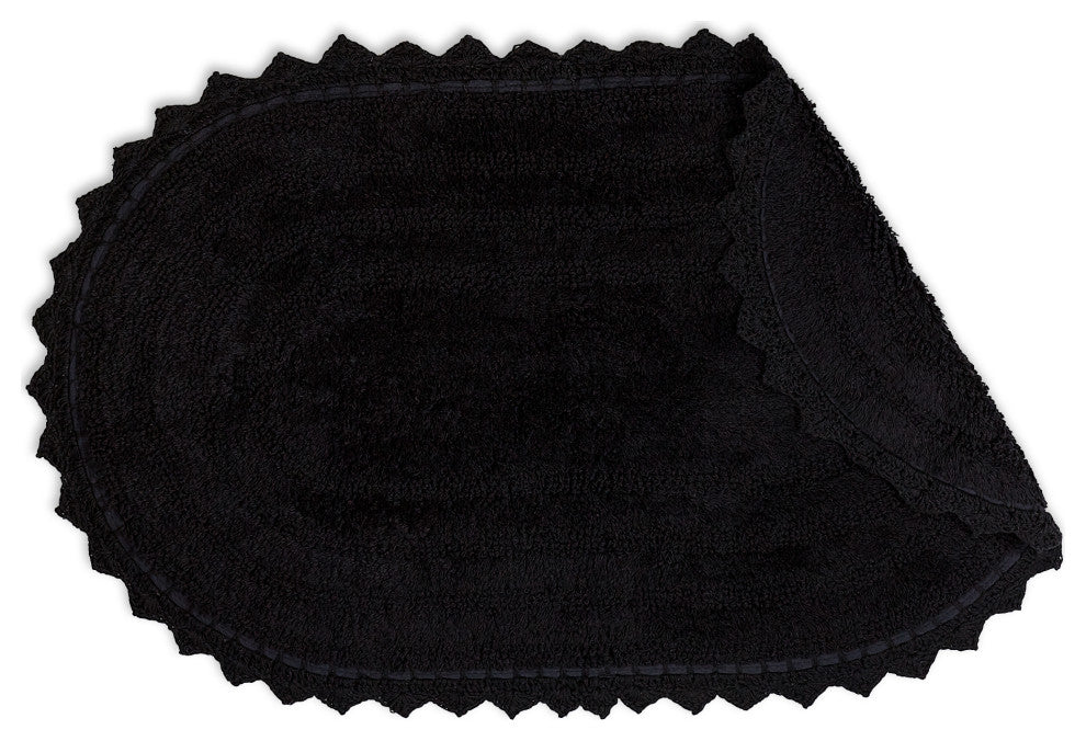 DII Black Large Oval Crochet Bath Mat
