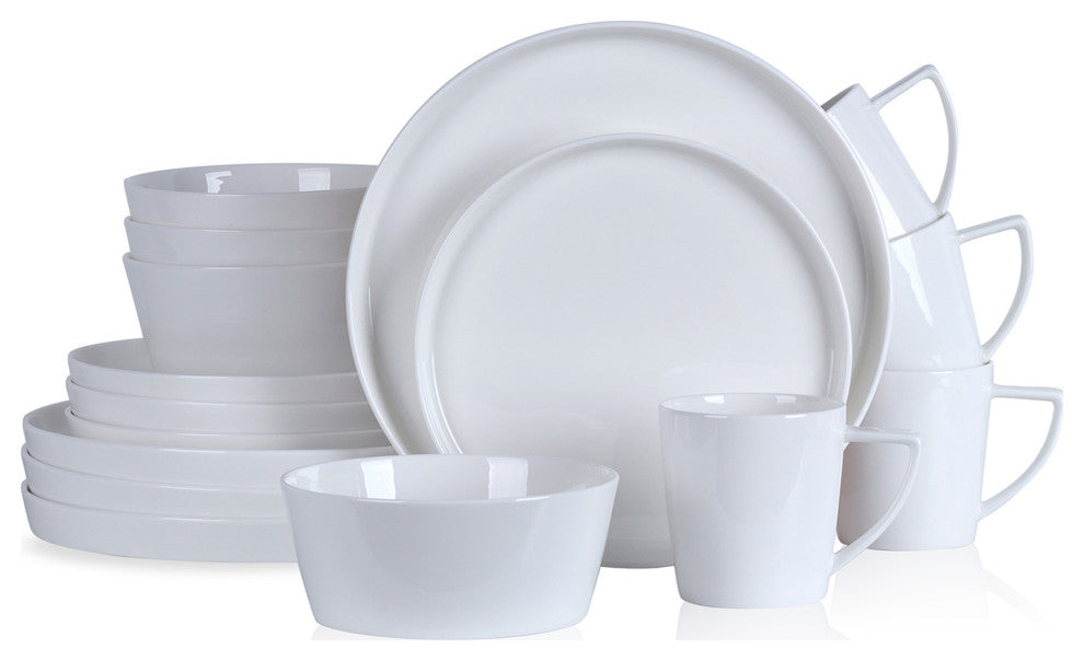 Stone Lain Madeline Bone China 16 Piece Dinnerware Set, White