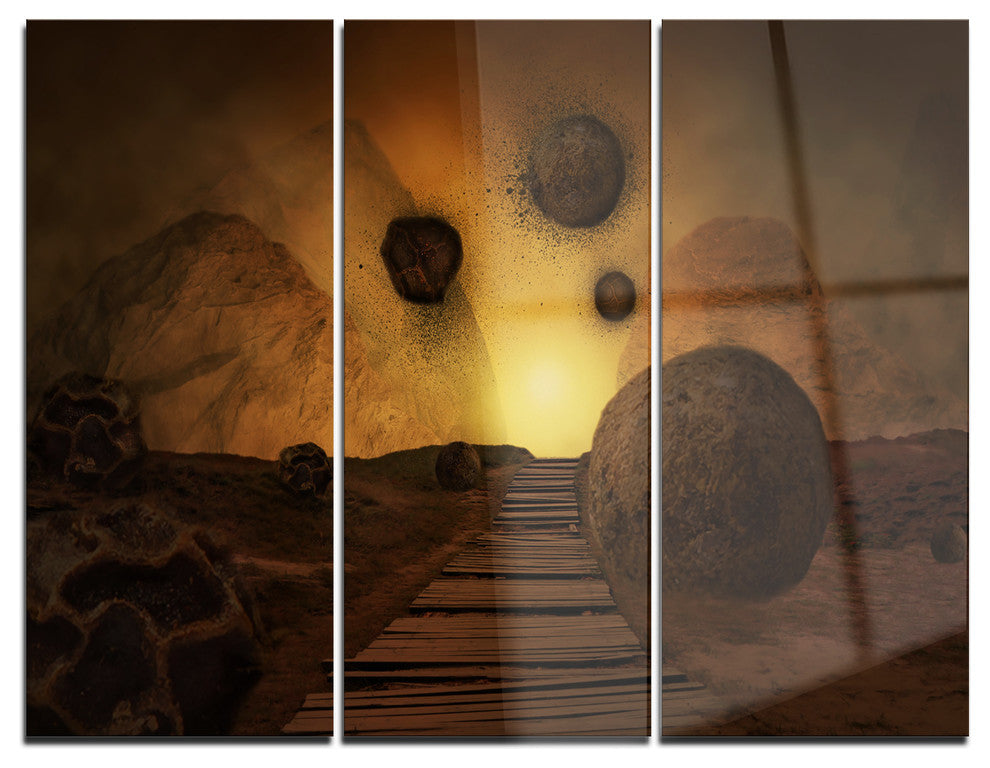 "Stones From Space" Digital Metal Wall Art, 3 Panels, 36"x28"