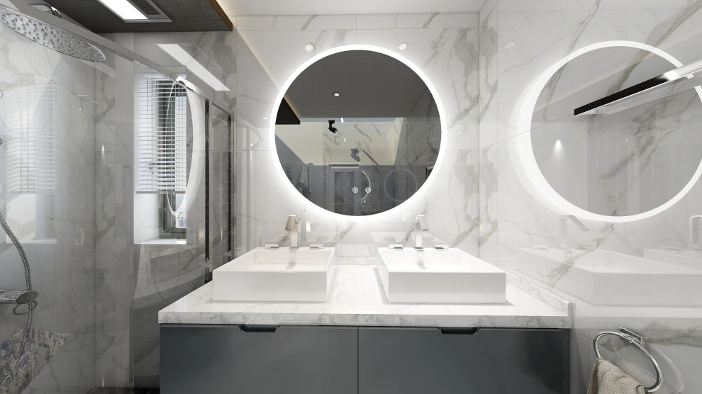 Orbit Round Dimmable LED Mirror with Defogger, 36"x1.75"