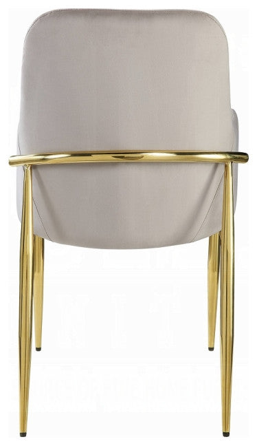 ACME Barnard Side Chair, Set of 2, Gray Velvet and Mirrored Gold