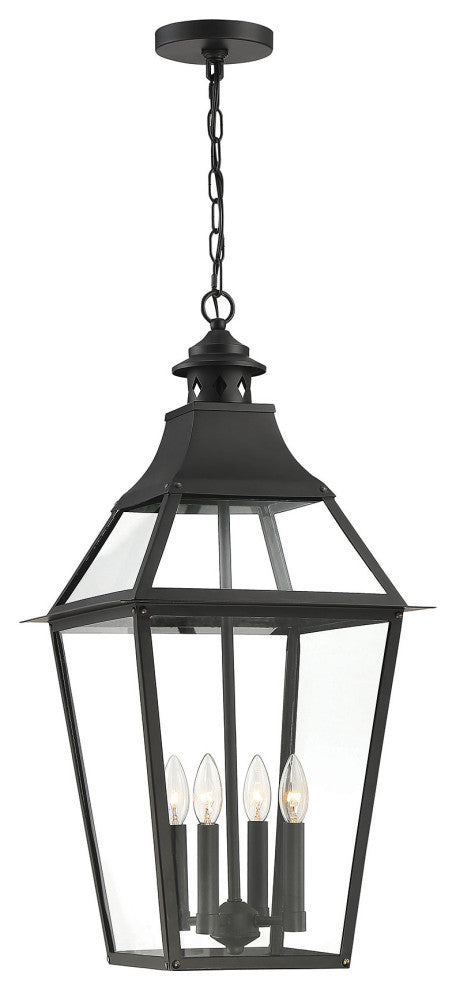 Jackson Black With Gold Highlighted 4-Light Outdoor Pendant, 14x29