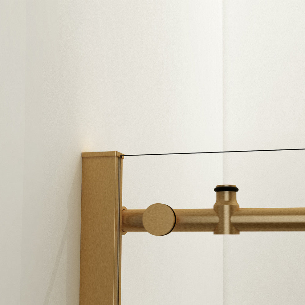 Massa 48"Wx76"H Single Sliding Frameless Shower Door, Brushed Gold