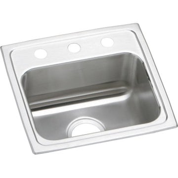 Elkay LRAD171655 Lustertone 17" Drop In Single Basin Stainless - 3 Faucet Holes