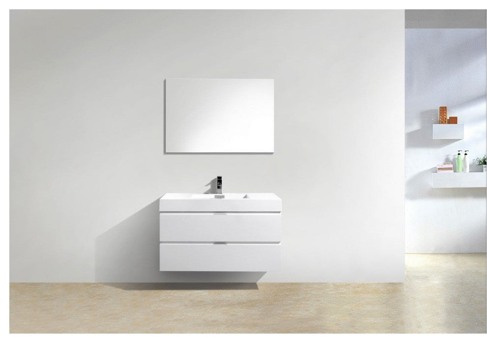 Bliss 40" High Gloss White Wall Mount Modern Bathroom Vanity