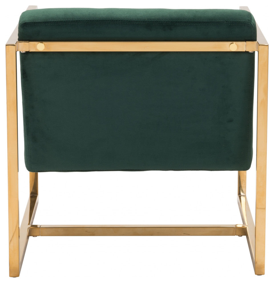 Gold Cubed Deep Green Microfiber Armchair