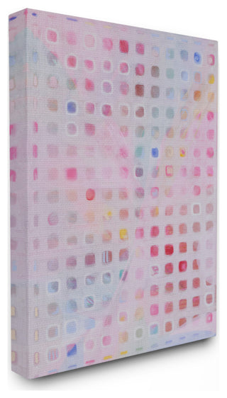 Square Pattern Abstract Pink Red Painting, 16"x20", Canvas Art