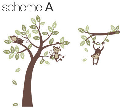 Three Monkey Tree and Branch Vine, Color Scheme A