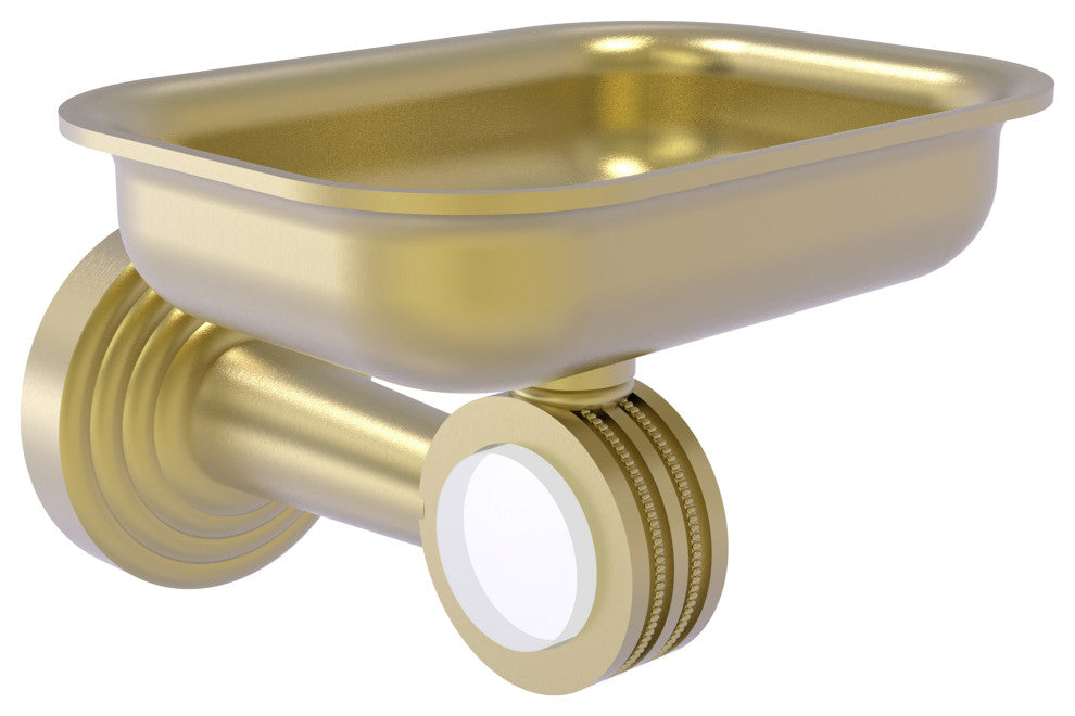 Pacific Beach Wall-Mount Soap Dish Holder with Dotted Accents, Satin Brass