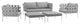 Modern Urban Outdoor Patio 5-Piece Sectional Sofa Set, Gray White Gray, Rattan