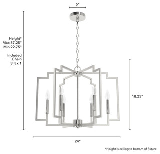 24" Zoanne Brushed Nickel 6-Light Chandelier