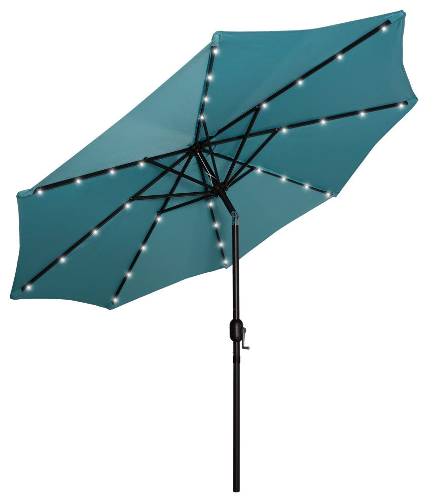 WestinTrends 9Ft Outdoor Patio Solar Powered LED Light Market Table Umbrella, Turquoise