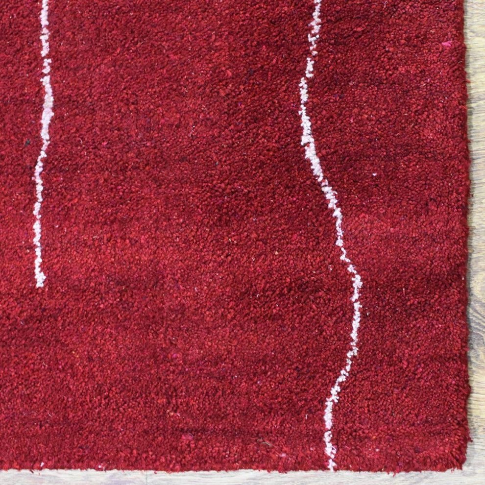 HAND KNOTTED LOOM SILK ECO-FRIENDLY RUGS-8'x10',Rectangle,Red White,Contemporary