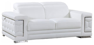 71" Sturdy White Leather Loveseat