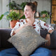 Plutus Blue Festive Jacquard Luxury Throw Pillow, 20"x30"