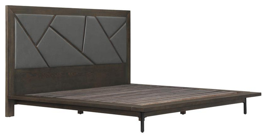 Marquis 4 Piece King Size Platform Bed Frame Bedroom Set in Oak Wood with...