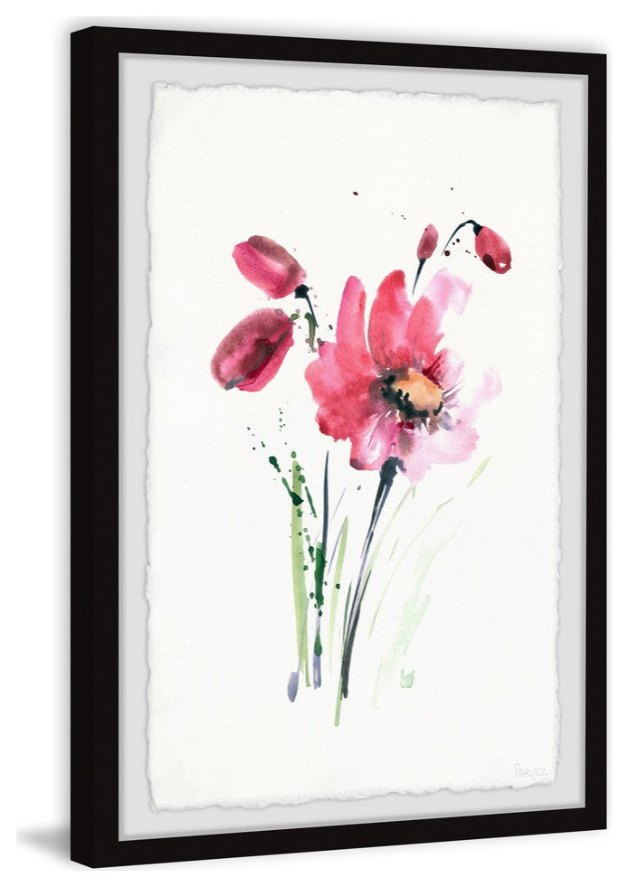 "Blooming Pink Smudge" Framed Painting Print, 16"x24"